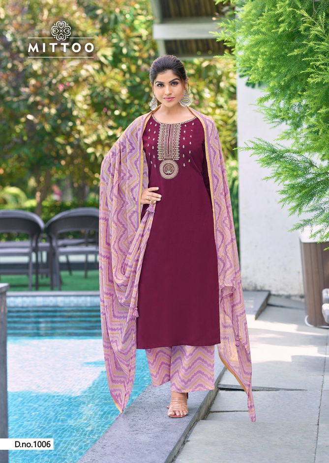 Samreen By Mittoob Hand Work Rayon Designer Kurti With Bottom Dupatta Wholesalers In Delhi